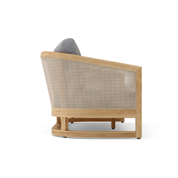 Natural Teak and Rattan 4-Piece Outdoor Seating Set