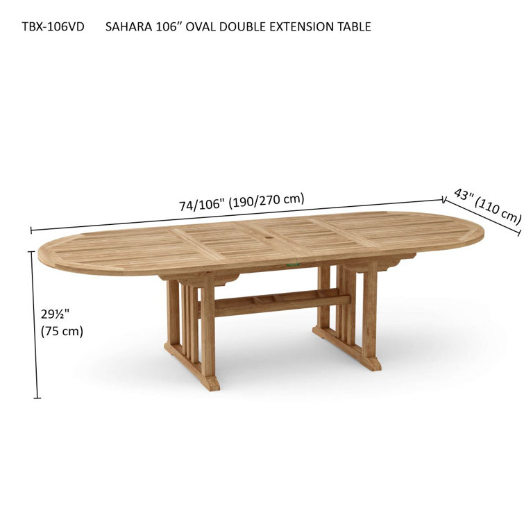 Sahara Natural Teak Oval Double Extension Dining Table