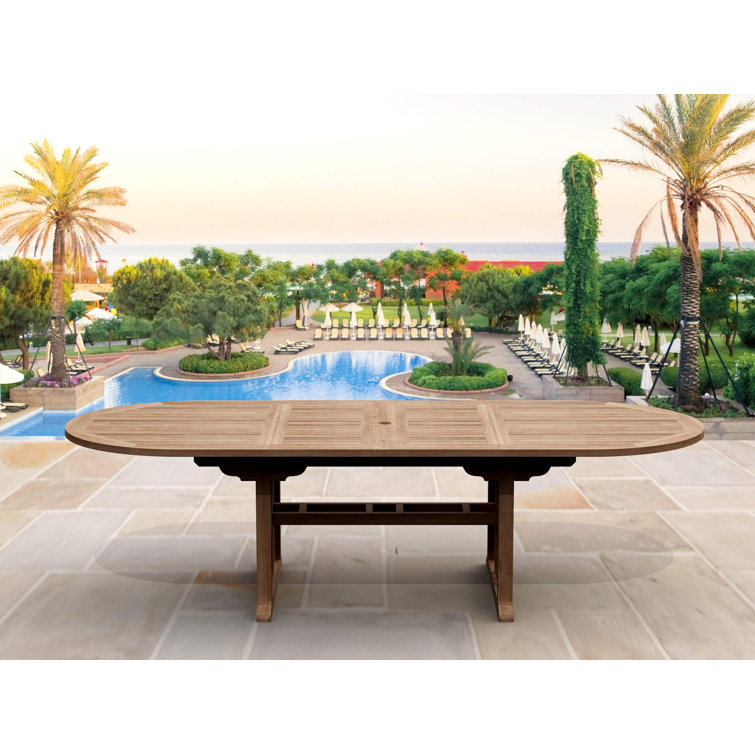 Bahama Natural Teak 9-Piece Outdoor Dining Set with Armchairs