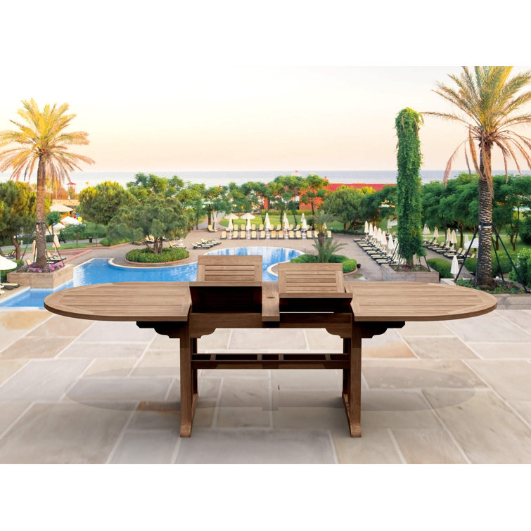 Bahama Natural Teak 9-Piece Outdoor Dining Set with Armchairs