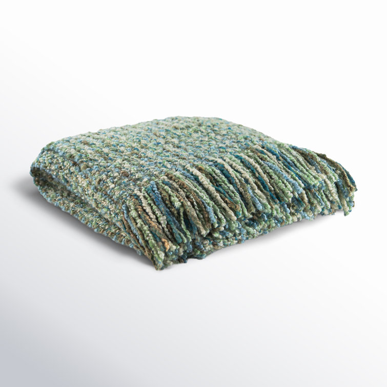 Surf Blue and Green Acrylic Reversible Throw Blanket