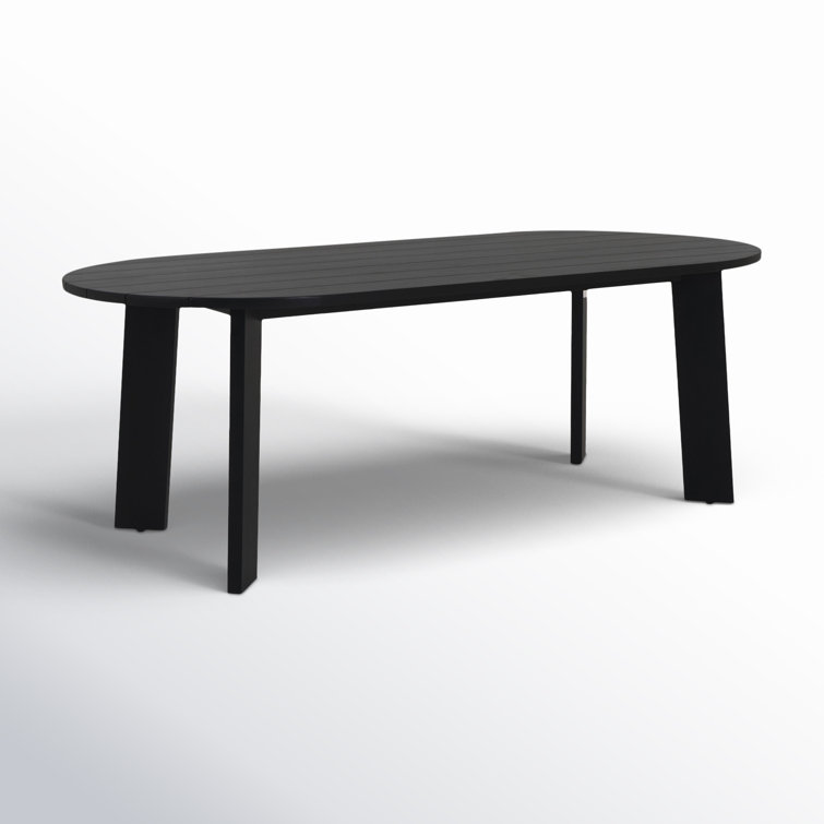 Pernelle 84'' Black Teak Oval Outdoor Dining Table