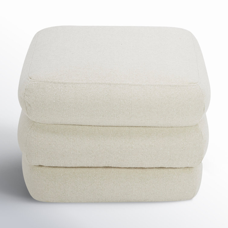 Donia Warm White Solid Wood Upholstered Accent Stool