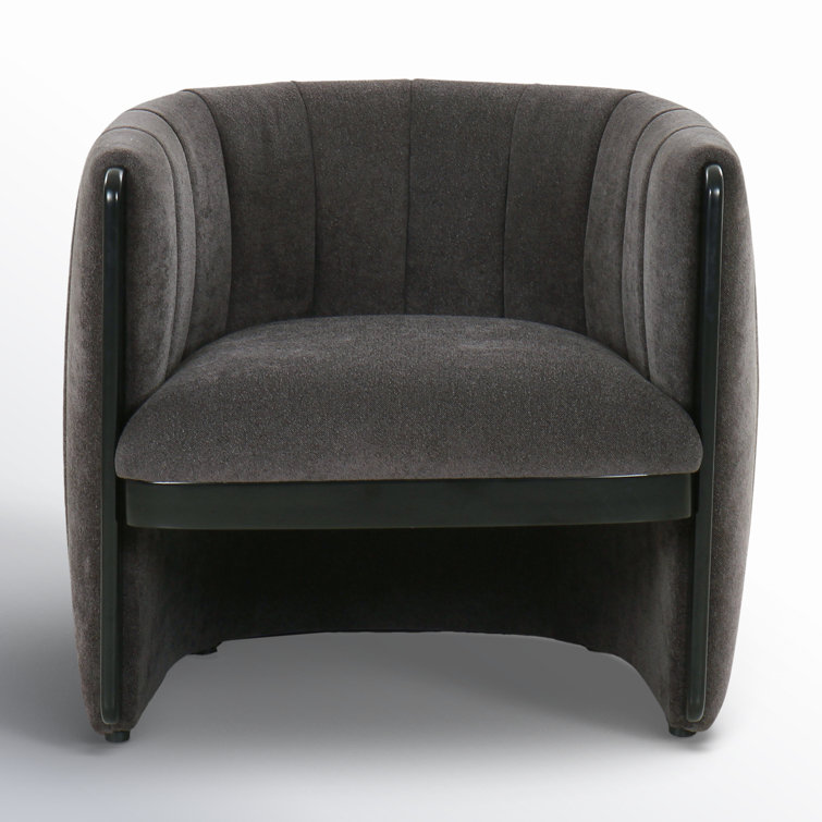 Dark Gray Polyester Upholstered Armchair with Wood Frame