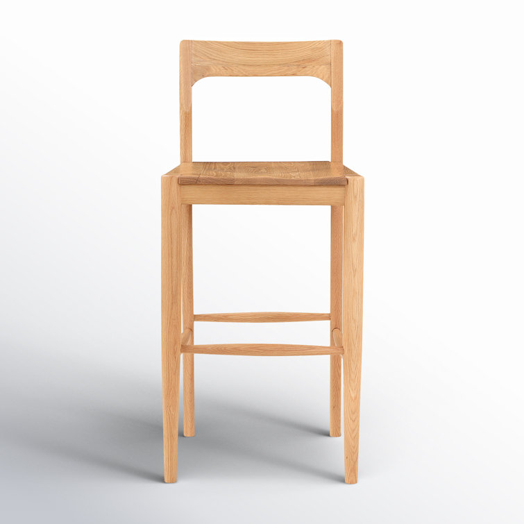 Adjustable Oak Wood Bar Stool with Matt Finish and Footrest
