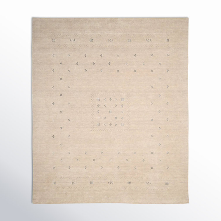 Natural Geometric Hand-Knotted Wool Area Rug 8' x 10'