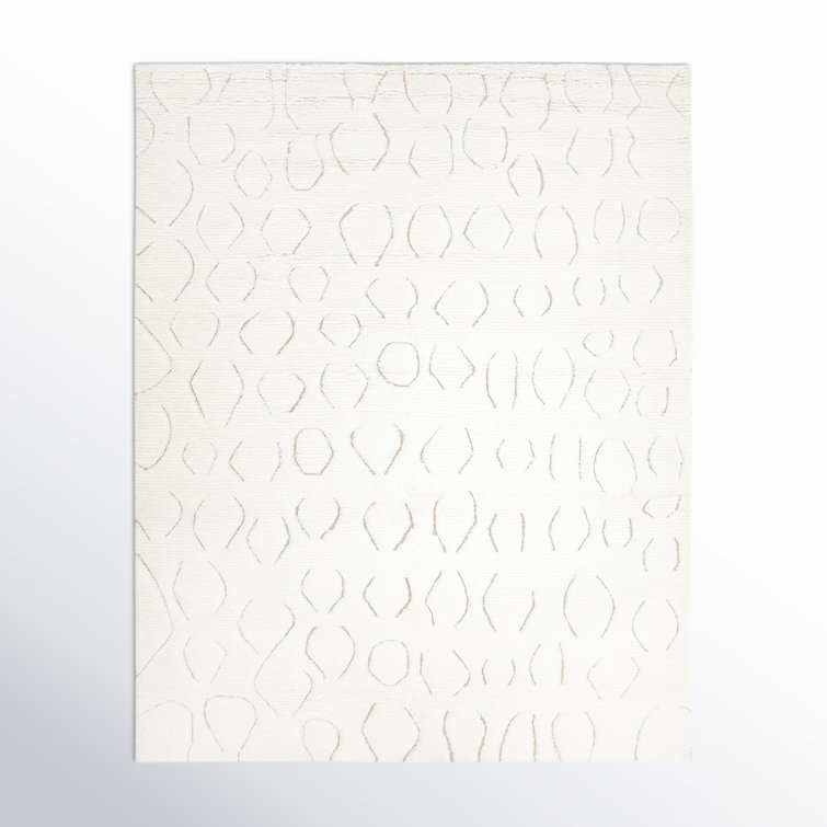 Ivory Hand-knotted Wool Rectangular Area Rug 9' x 12'