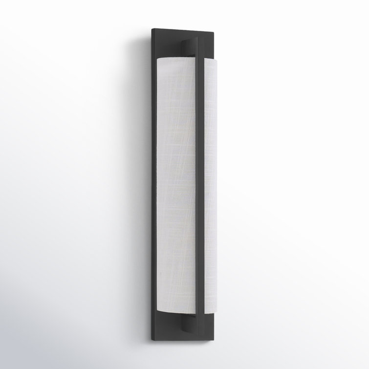 Matte Black and White Fabric 2-Light Dimmable Sconce