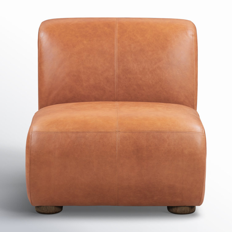 Arcadia Autumn Brown Genuine Leather Accent Chair