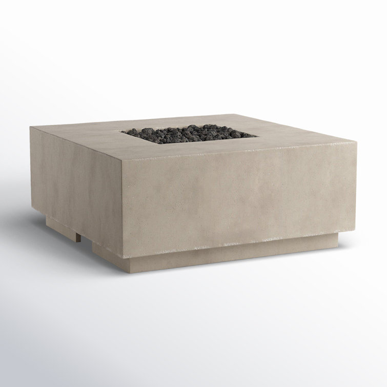Ella Square Natural Concrete Fire Pit Table