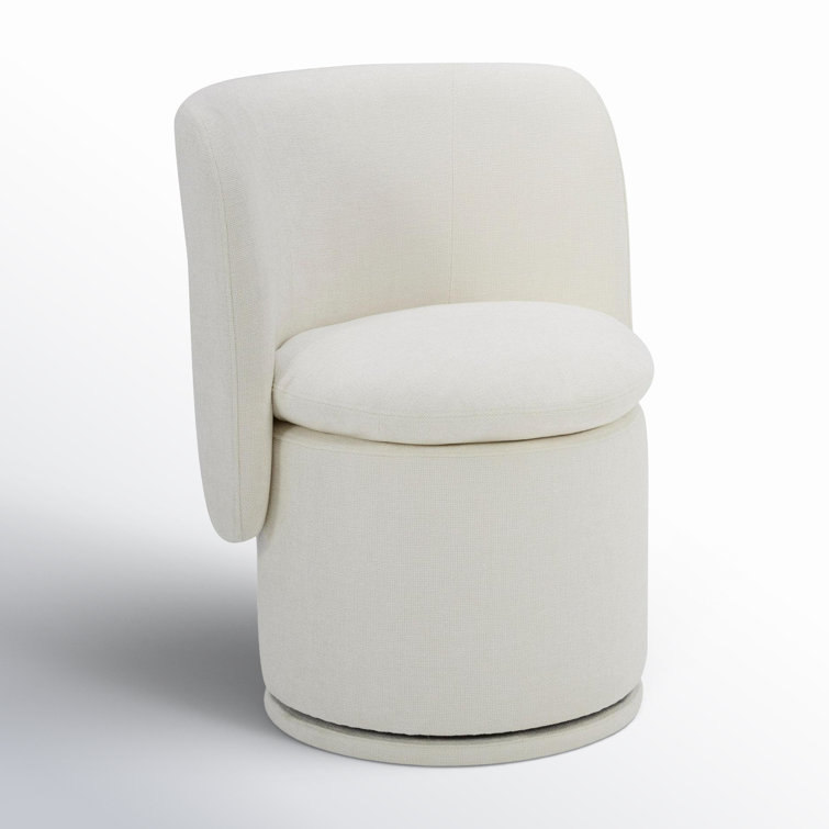 Ivory Upholstered Swivel Side Chair with Metal Legs