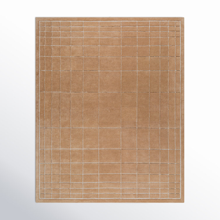 Hand Tufted Beige Wool Rectangular Area Rug 8' x 10'