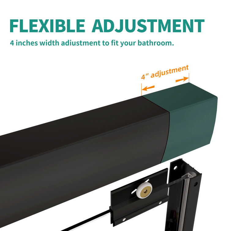 Matte Black Double Sliding Semi-Frameless Shower Door with Clear Glass