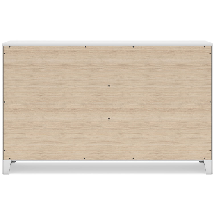 White Hardwood Transitional 6-Drawer Dresser with Mirror