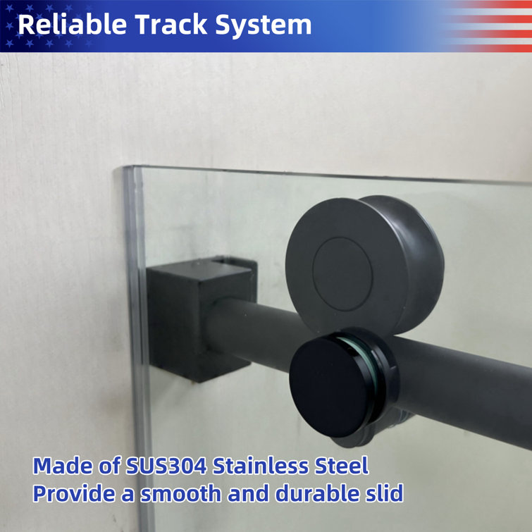 60 in. Matte Black Frameless Sliding Shower Door with Clear Glass
