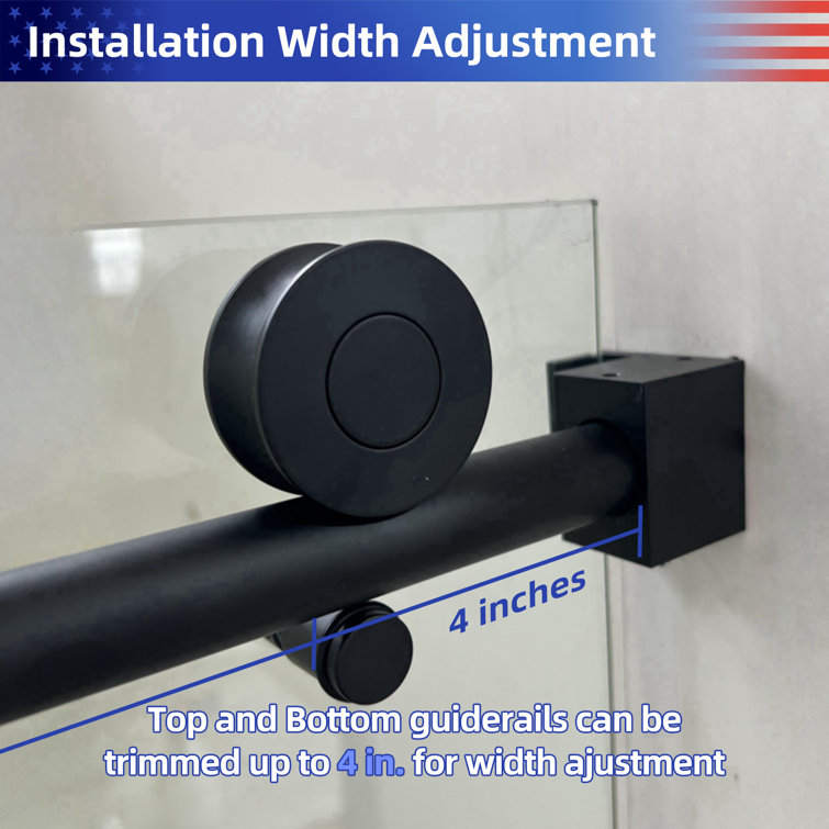 60 in. Matte Black Frameless Sliding Shower Door with Clear Glass