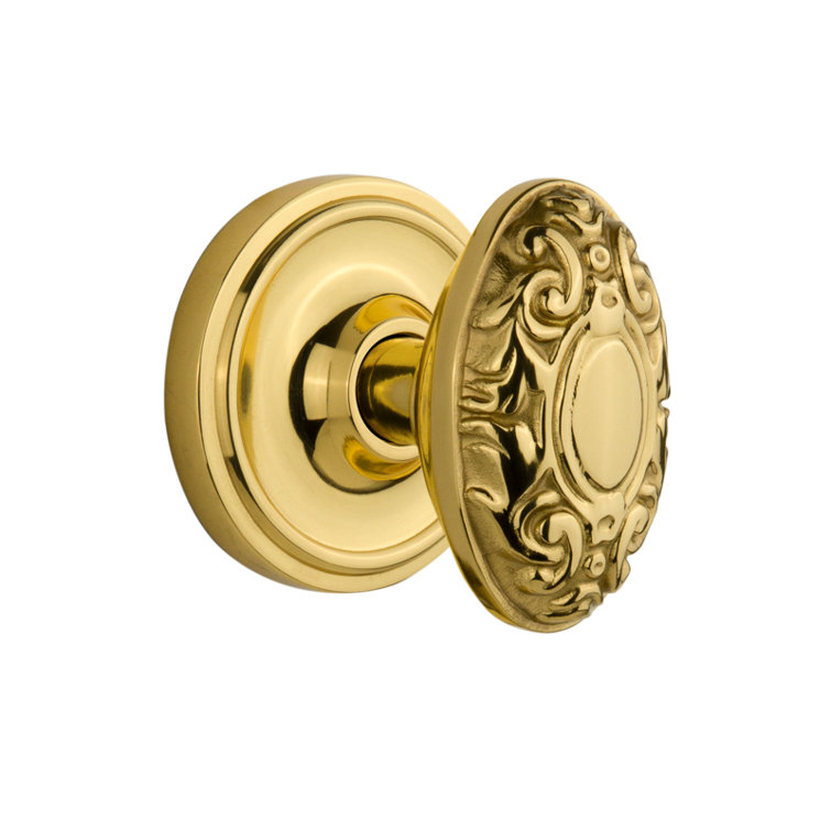 Victorian Polished Brass Privacy Door Knob with Classic Rosette