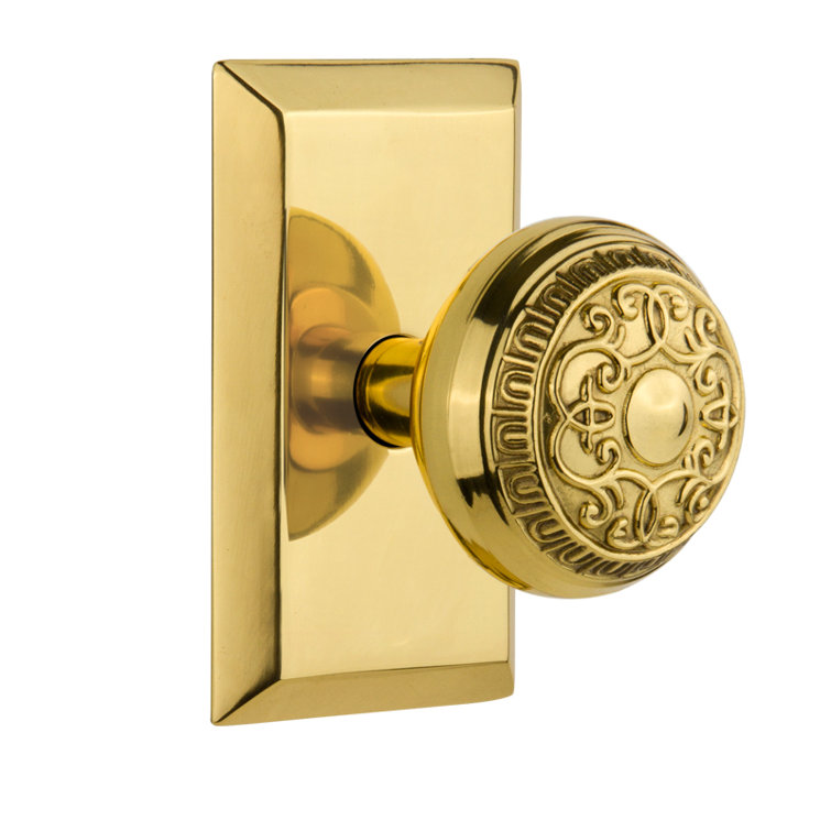 Polished Brass Studio Plate with Egg & Dart Door Knob