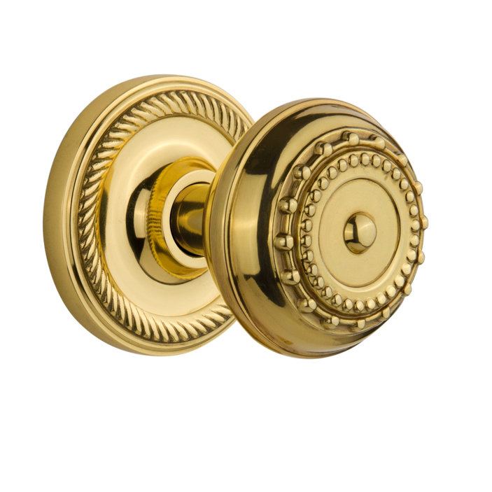 Unlacquered Brass Rope Rosette Double Dummy Meadows Door Knob