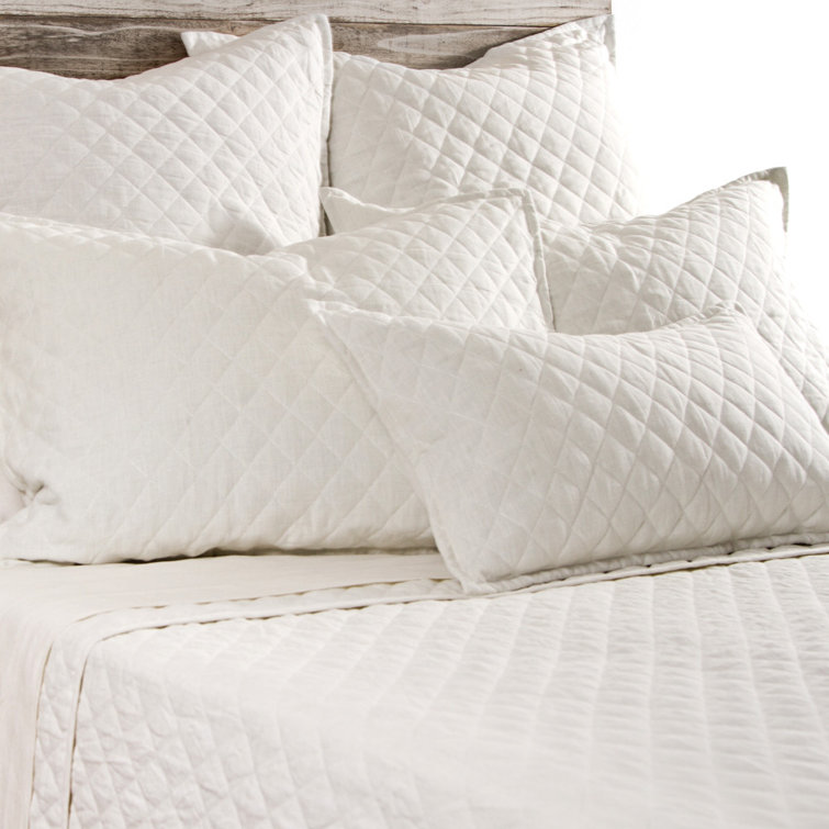 Hampton Organic Linen Cream Quilted Queen Coverlet