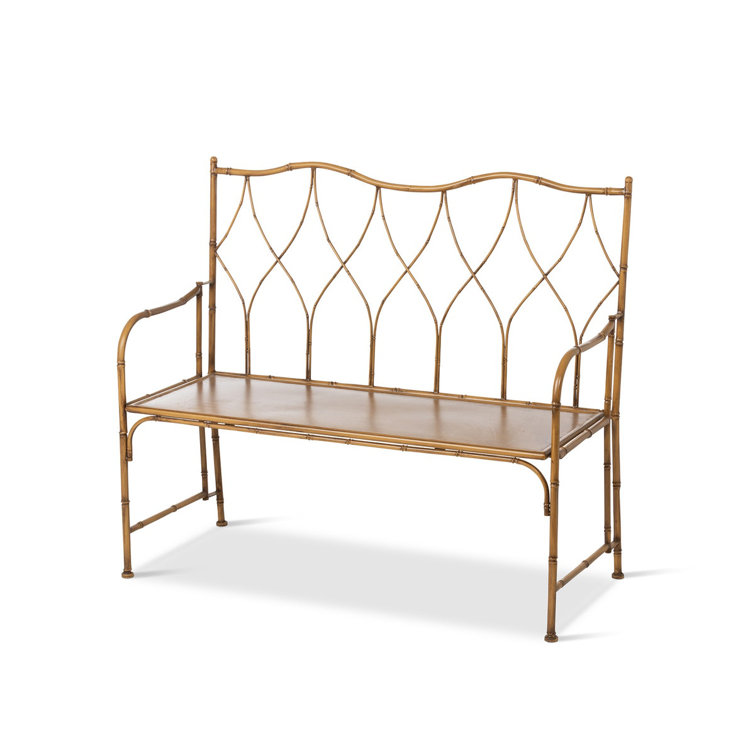Natural Metal Bamboo-Inspired Outdoor Bench