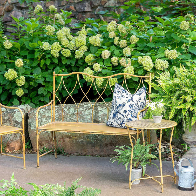 Natural Metal Bamboo-Inspired Outdoor Bench