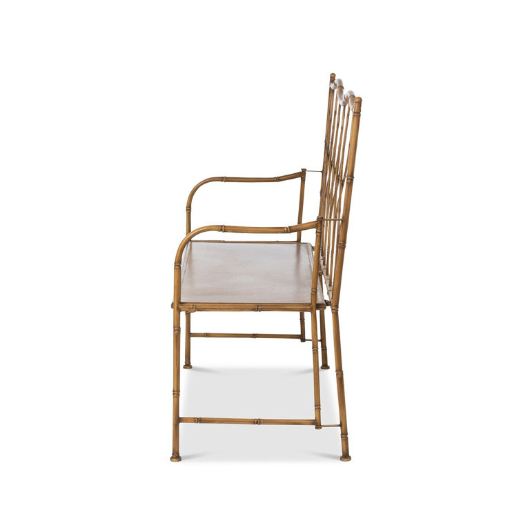 Natural Metal Bamboo-Inspired Outdoor Bench