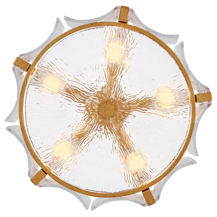 Distressed Brass and Clear Glass Drum LED Semi Flush Mount