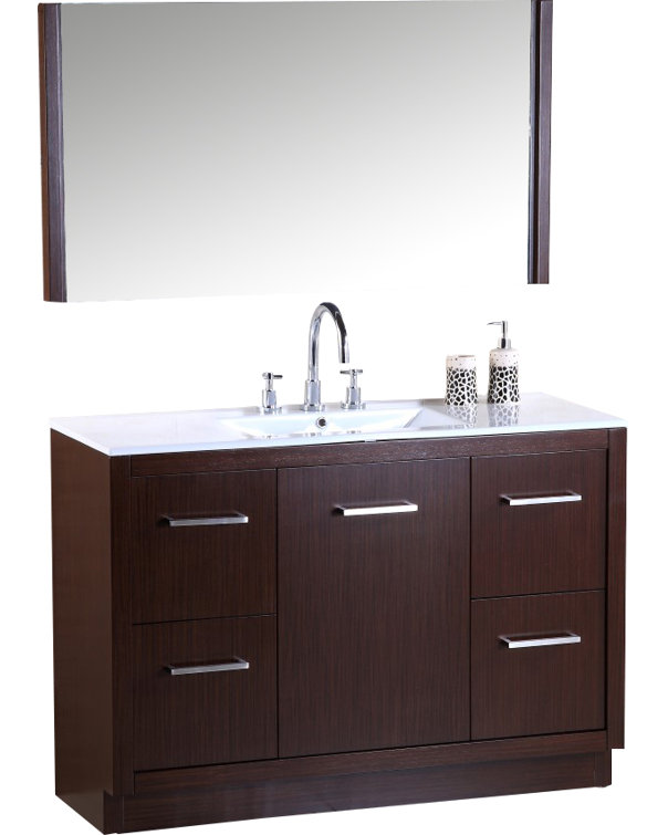 Wenge 48'' Single Freestanding Bathroom Vanity with Ceramic Top