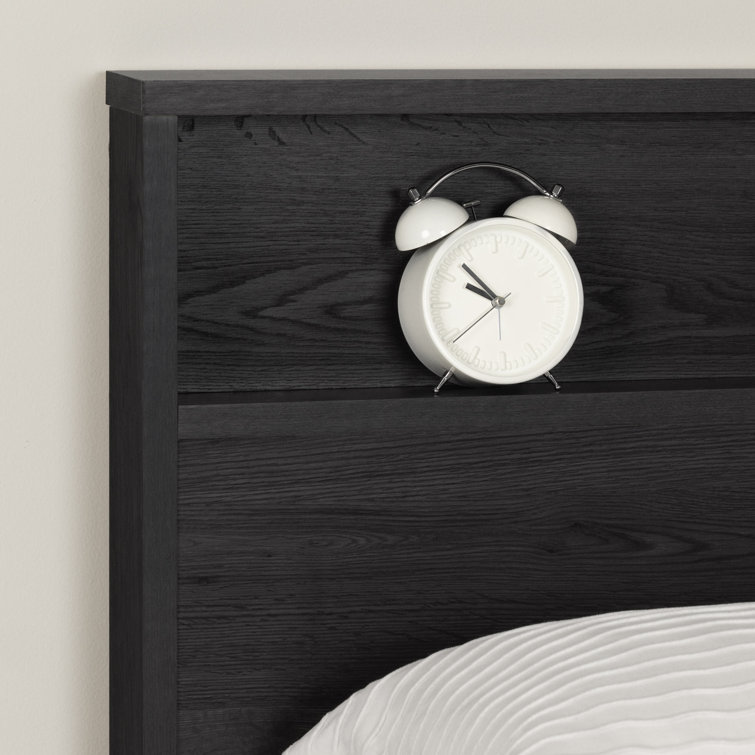 Gray Oak Full Headboard with Storage Shelf