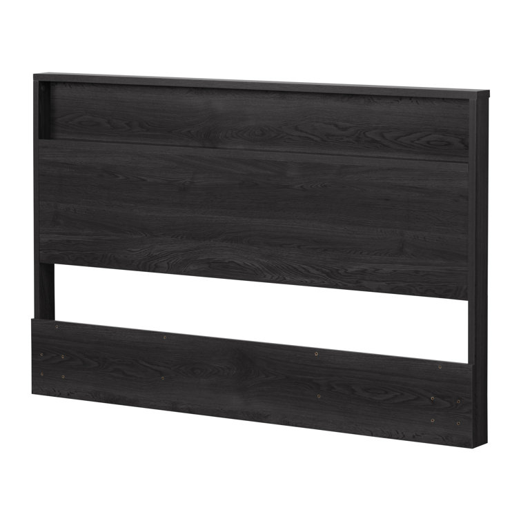 Gray Oak Full Headboard with Storage Shelf