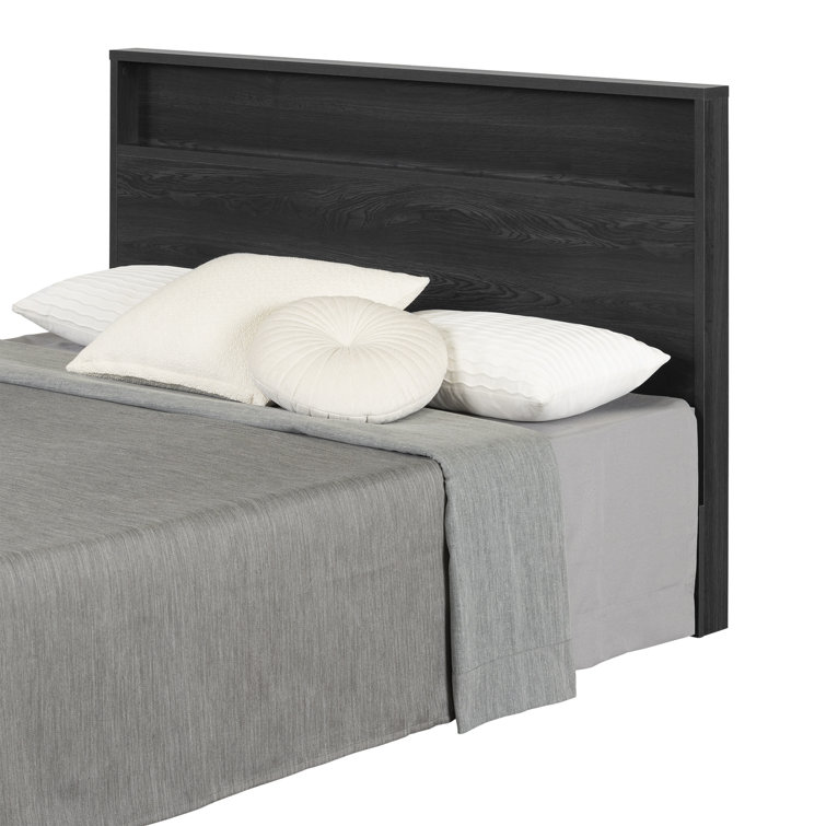 Gray Oak Full Headboard with Storage Shelf