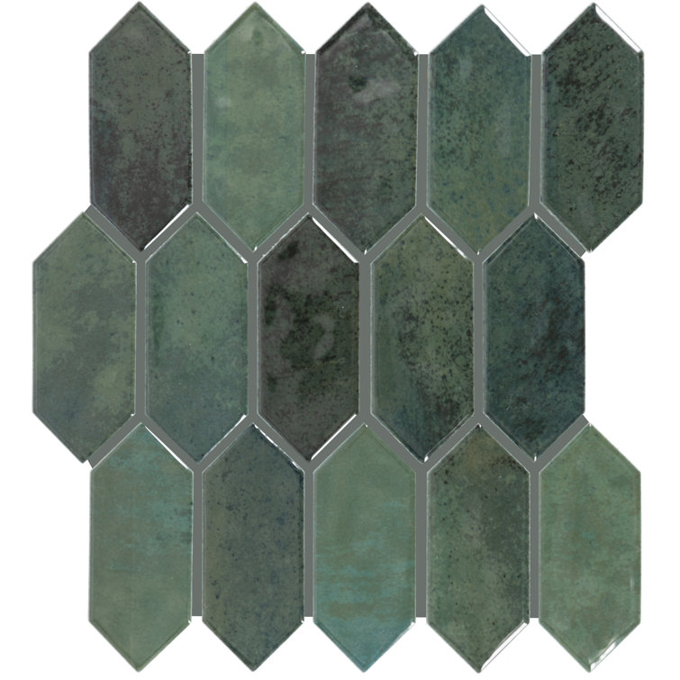 Miramo Reef Green Glazed Ceramic Picket Wall Mosaic Tile
