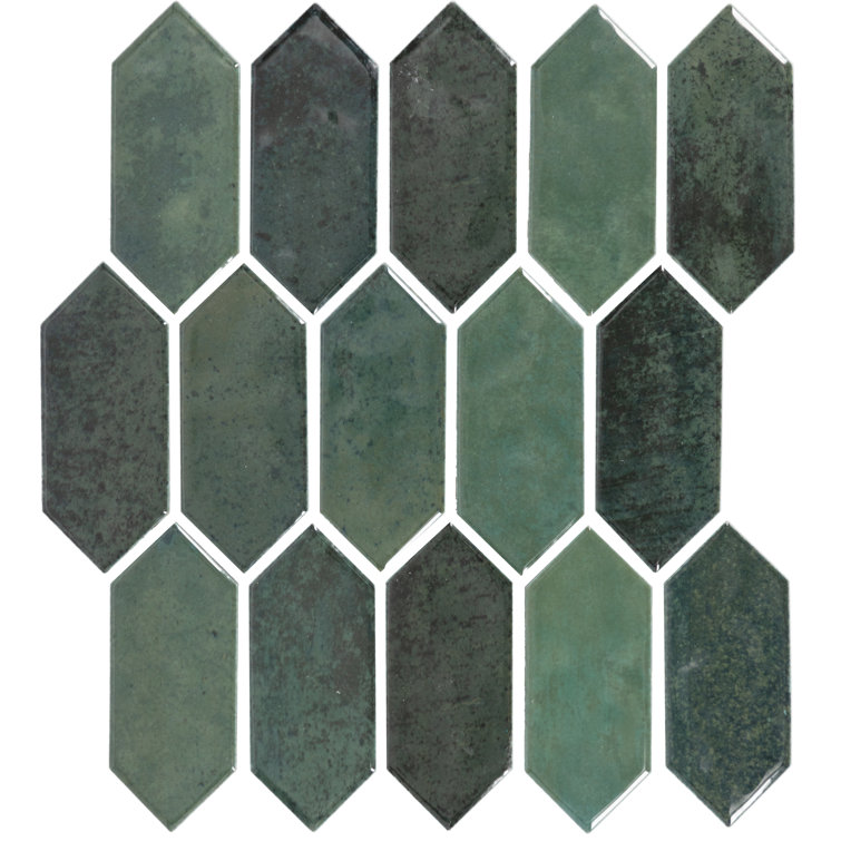 Miramo Reef Green Glazed Ceramic Picket Wall Mosaic Tile