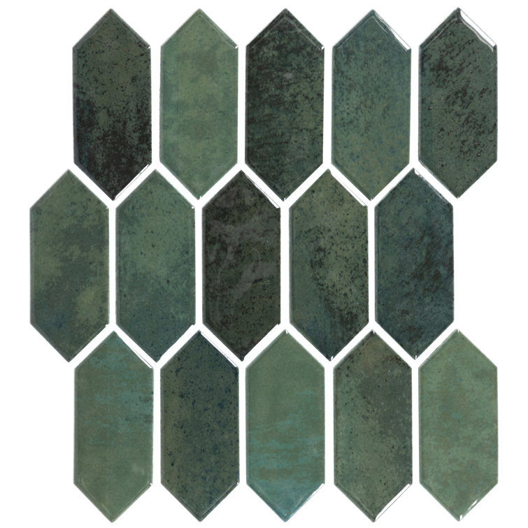 Miramo Reef Green Glazed Ceramic Picket Wall Mosaic Tile