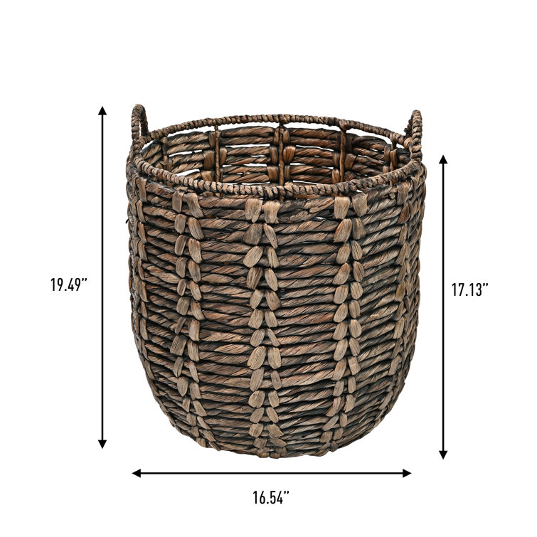 Handwoven Brown Wicker Basket with Handles for Storage