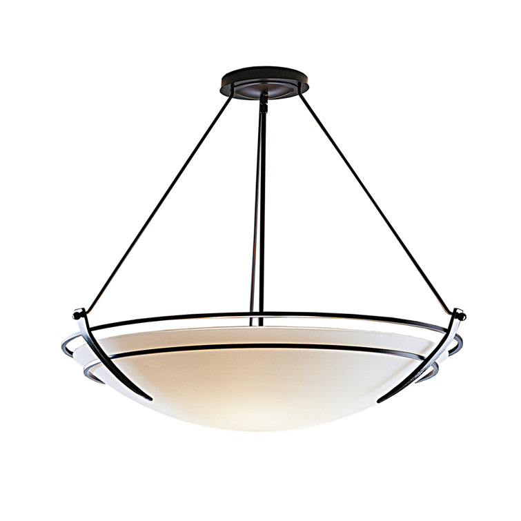 Presidio Black and Opal Glass 3-Light Semi Flush Mount