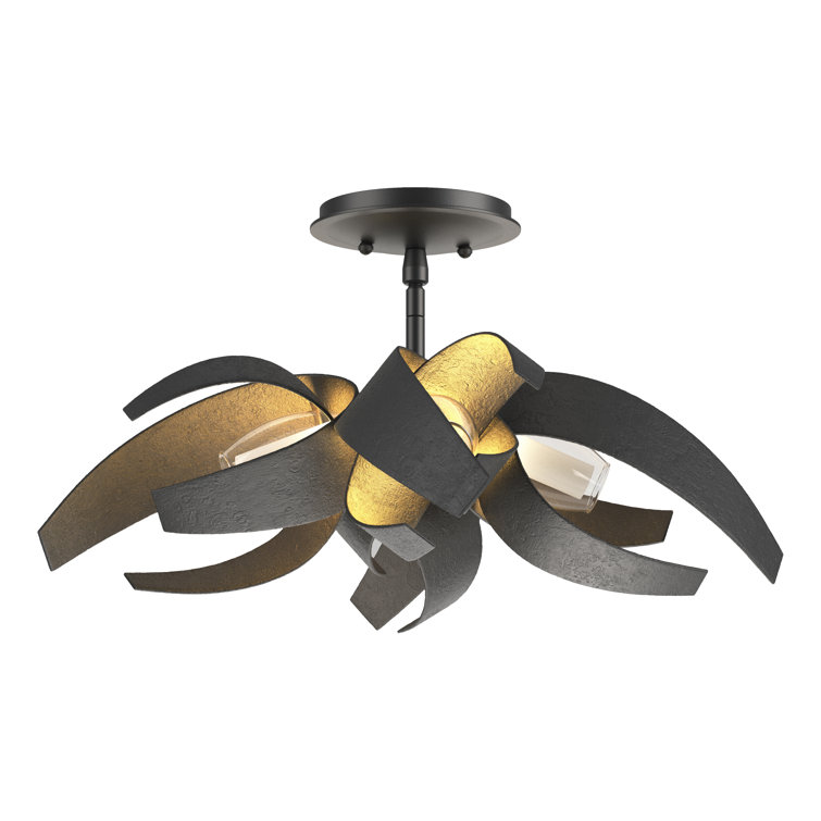 Black and Gold 4-Light Glass Semi Flush Mount