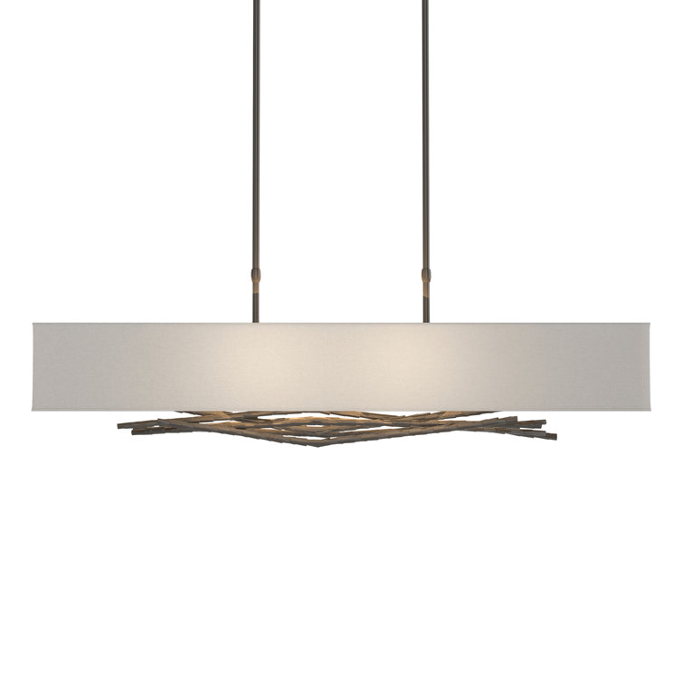 Brindille Dark Smoke 4-Light Island Pendant with Natural Anna Shade