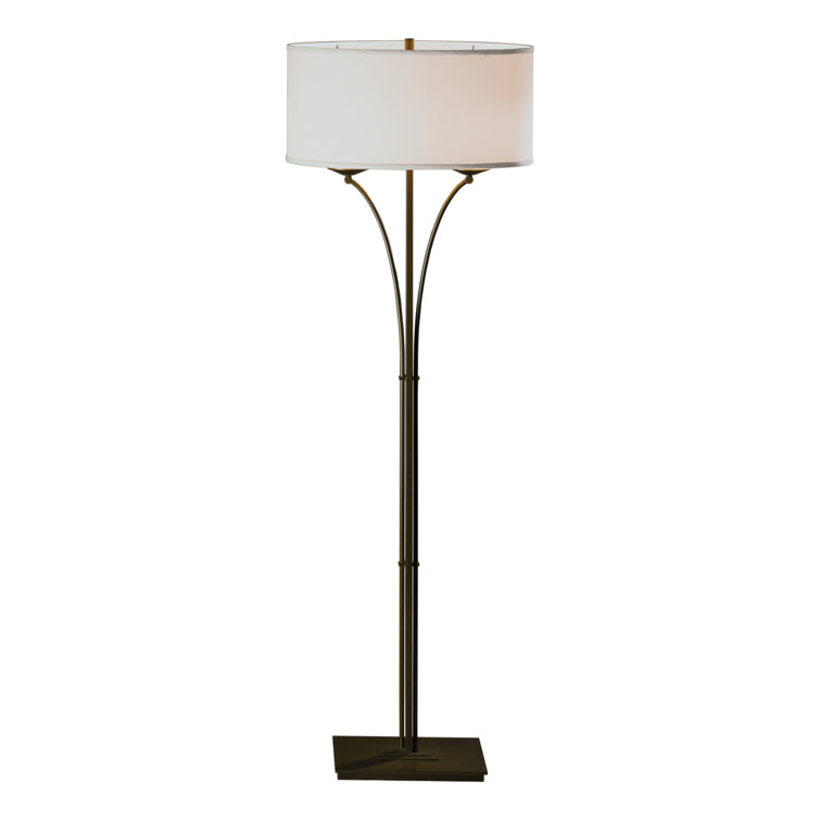 Natural Anna Bronze Arc Floor Lamp with Shade
