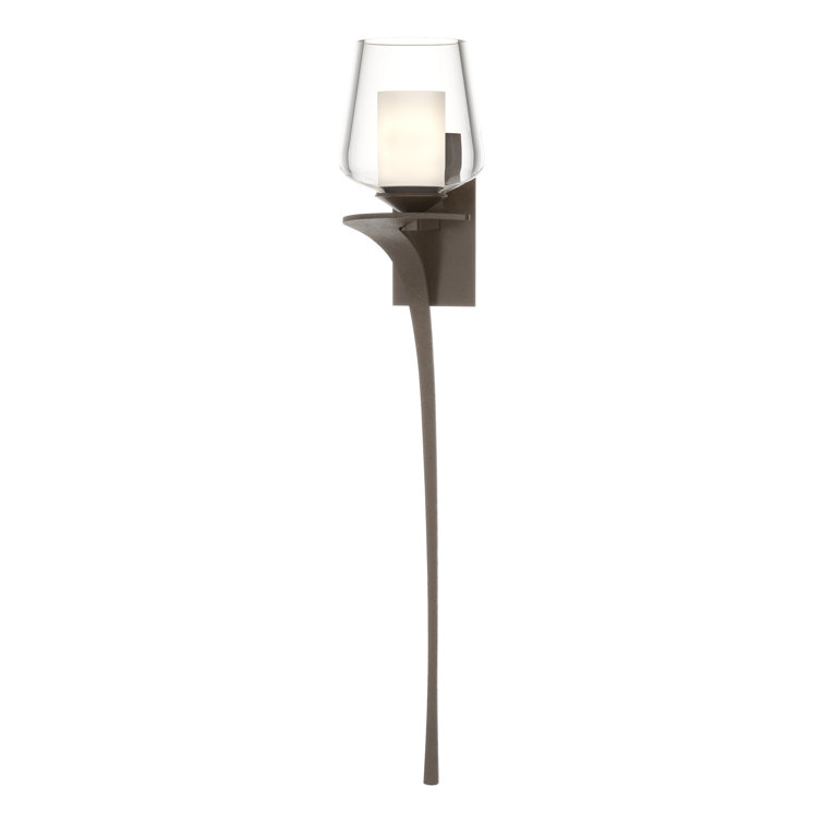 Antasia Bronze 1-Light Sconce with Opal Diffuser and Clear Glass