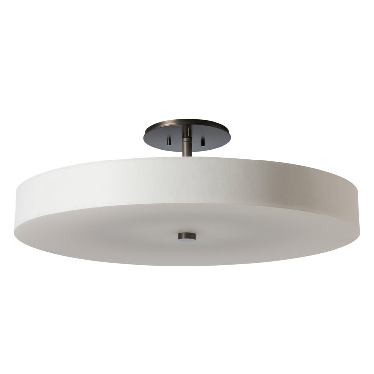 Disq Dark Smoke Bronze Glass LED Drum Semi Flush Mount