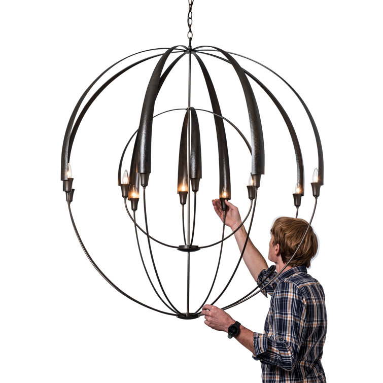 Cirque 48" Dark Smoke Steel Globe Chandelier