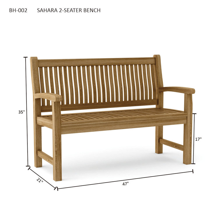 Sahara 47" Teak 2-Seater Outdoor Bench