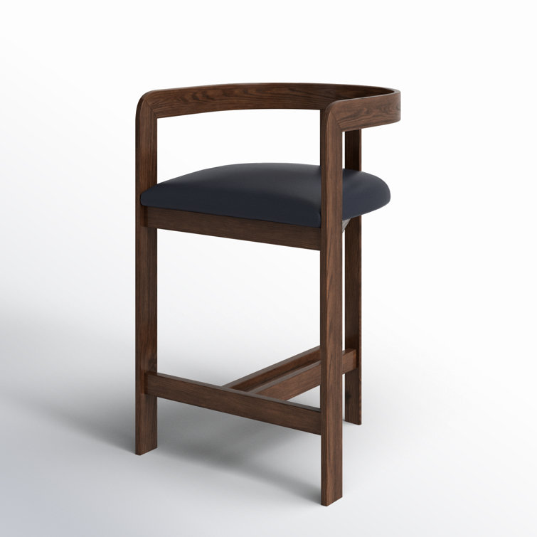 Black Faux Leather and Brown Oak Frame Counter Stool