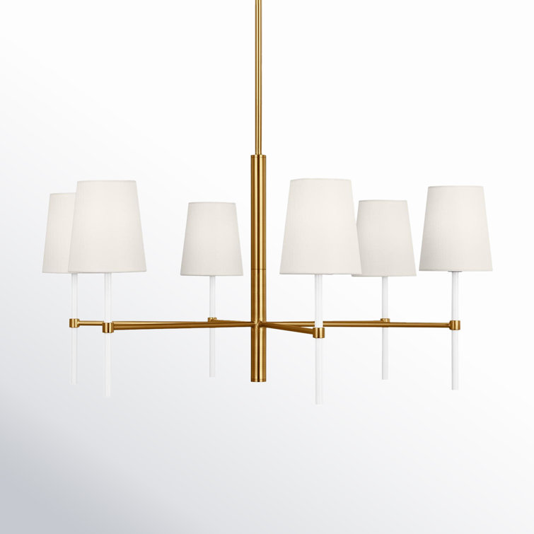 Burnished Brass 6-Light Cylinder Chandelier with Glass Shades