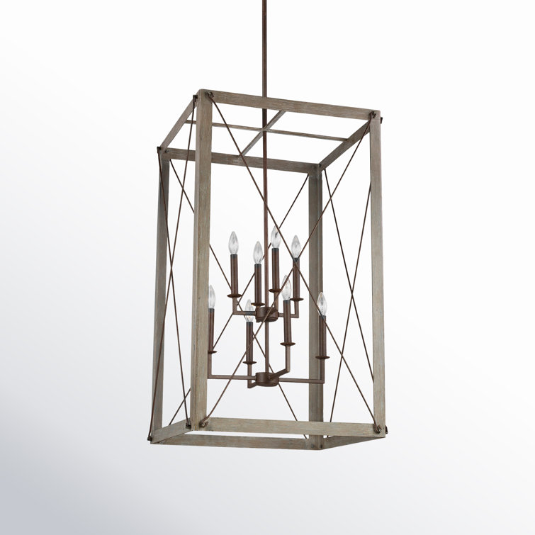 Thornwood Washed Pine 8-Light Indoor/Outdoor Lantern Chandelier