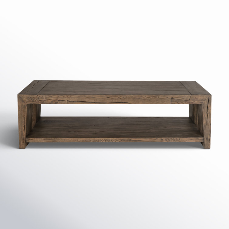 Alena Rectangular Brown Oak Coffee Table with Shelf