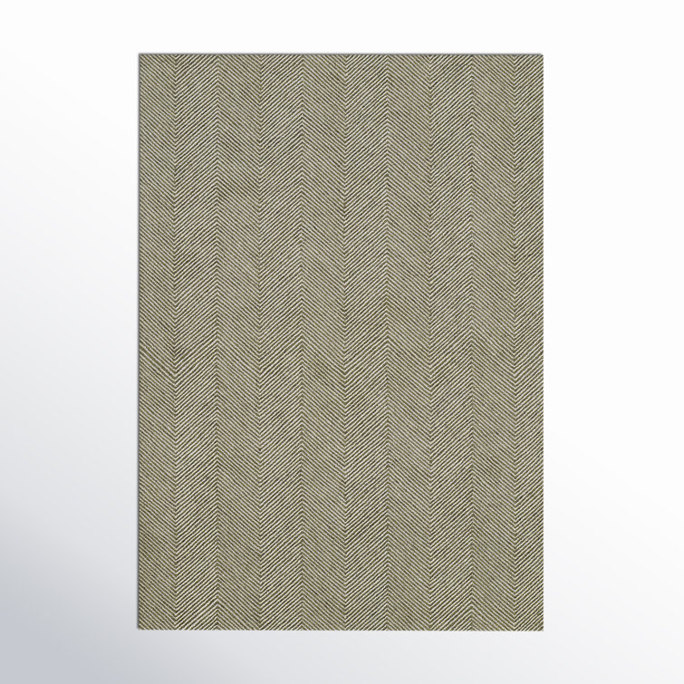Handmade Tufted Herringbone Wool Area Rug in Green 2' x 3'