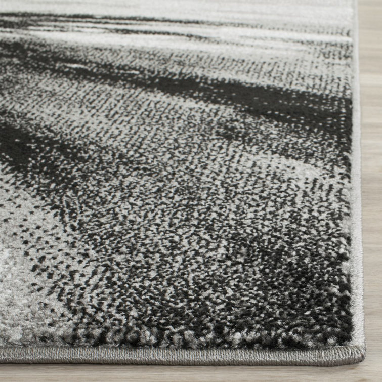 3' Square Grey and Multicolor Abstract Synthetic Area Rug
